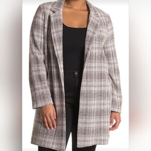 MELLODAY Black and White Plaid Trench Coat